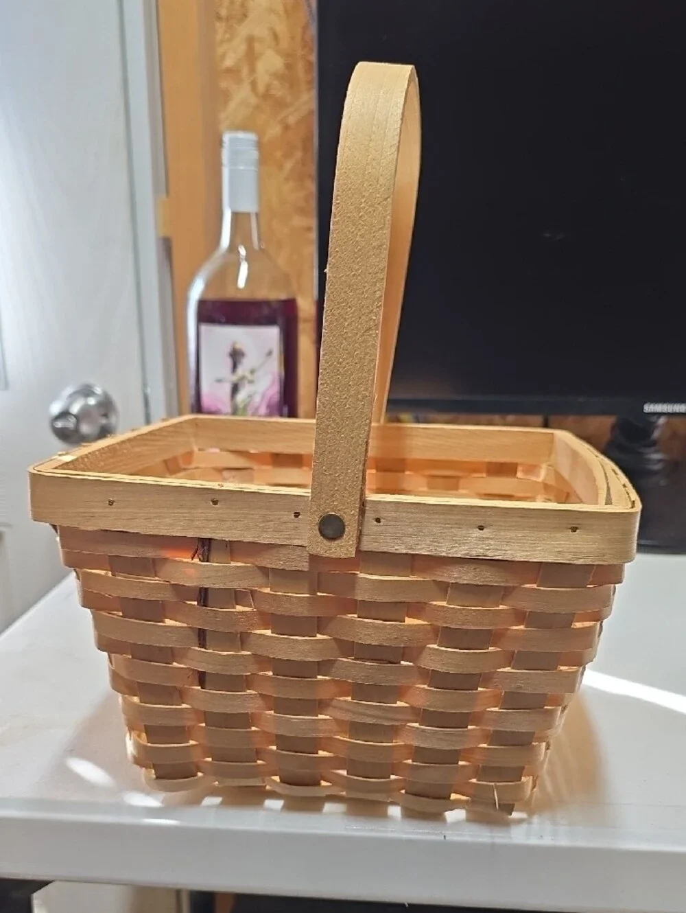 Woven Square Picnic Basket with Handle - Natural ( 226)